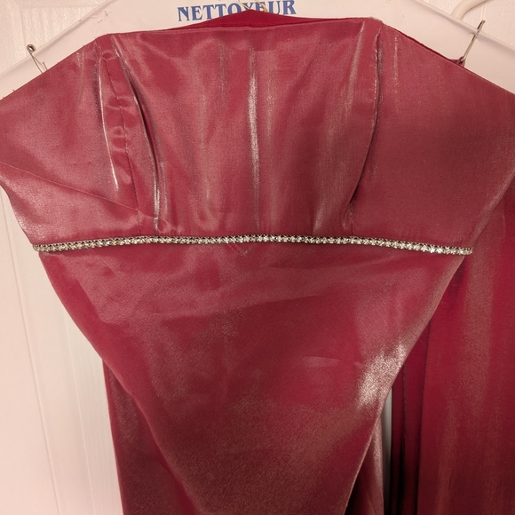 Strapless Pink Prom Dress With Shawl - Picture 3 of 5